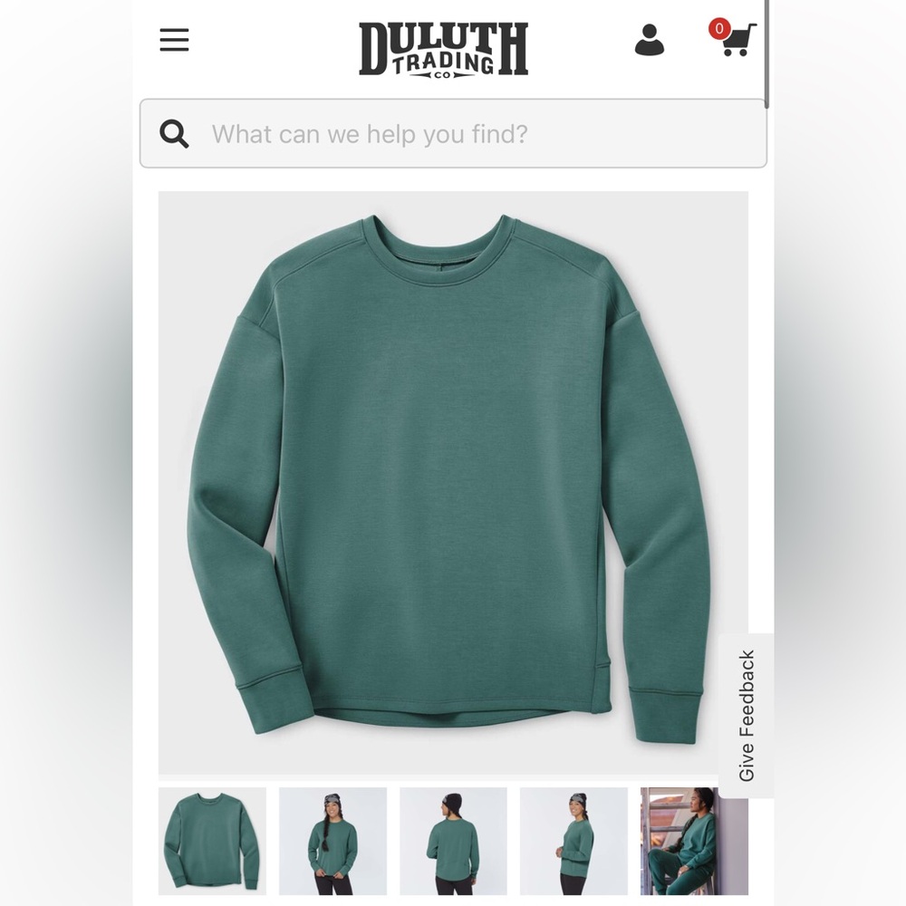 Duluth Trading Co Women’s Teal Crewneck Sweater